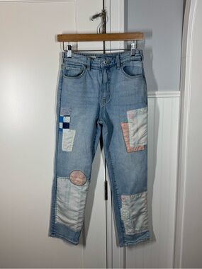 Anthropologie Pilcro The Borrowed Boyfriend patchwork jeans boho size 25 petite